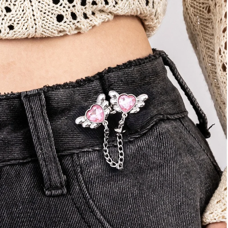 1/2pcs Angel Wing Waist Cincher Buckle Adjustable No Sew Belt Clip for Women Pants Skirts Waist Tightener Accessory Fashion
