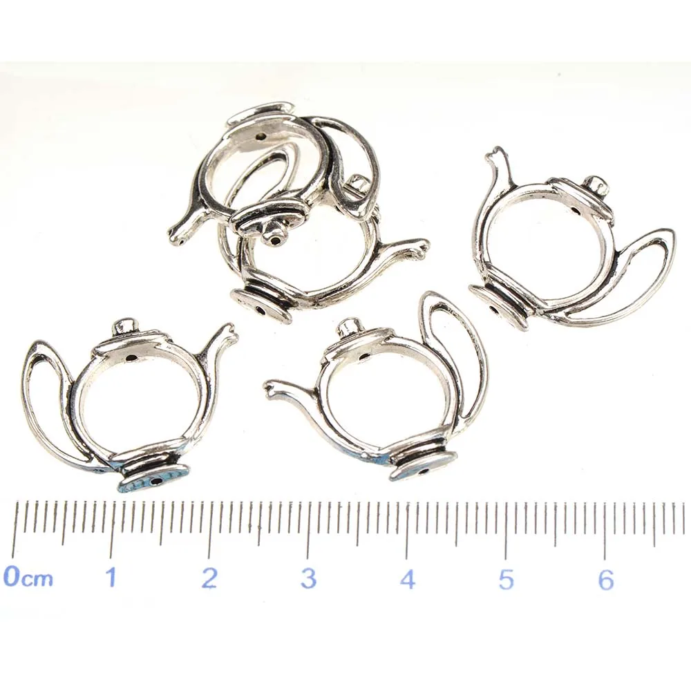 

antique silver spacers beads diy charms bracelets frame teapot flat metal wholesales fashion jewelry findings 23*19*5mm 30pcs