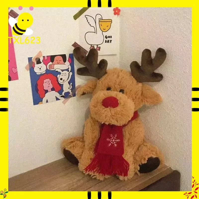 

Корейская версия, милый мультяшный рождественский олень, плюшевая игрушка, тканевая кукла с оленями, подарок для женщин, популярная мягкая игрушка в Instagram