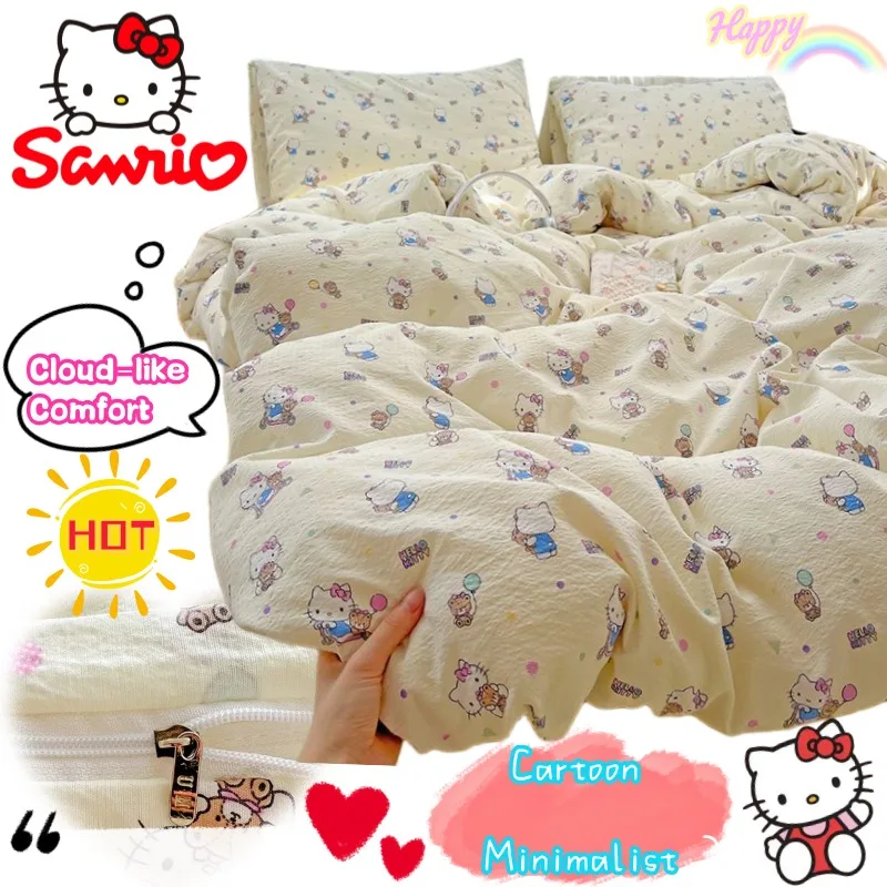 

Sanrio Hello Kitty, ценный креативный новый стиль, простой комплект из четырех предметов, пододеяльник, простыня, комплект из трех предметов с героями мультфильмов для общежития