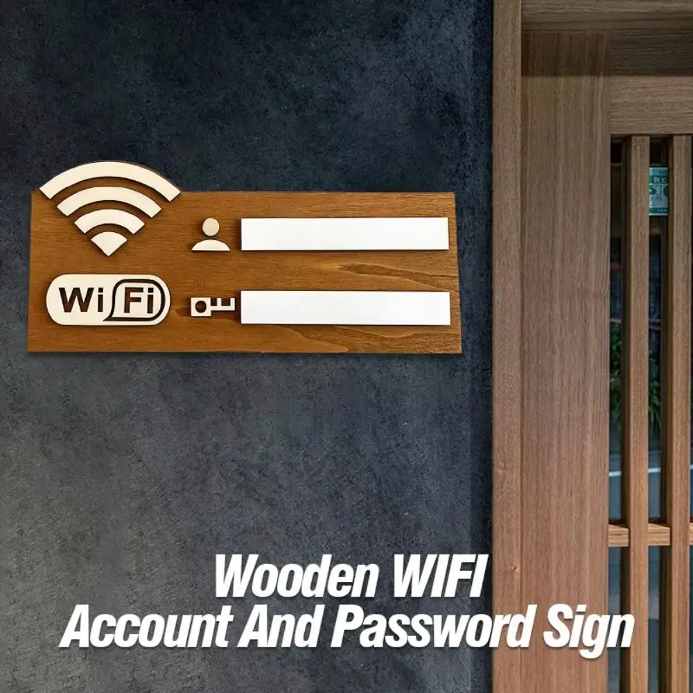 High Quality Wooden WiFi Password Sign Wall Mounted Rewritable Wireless Network Indicator Plaque Multi-Purpose Use Handwriting