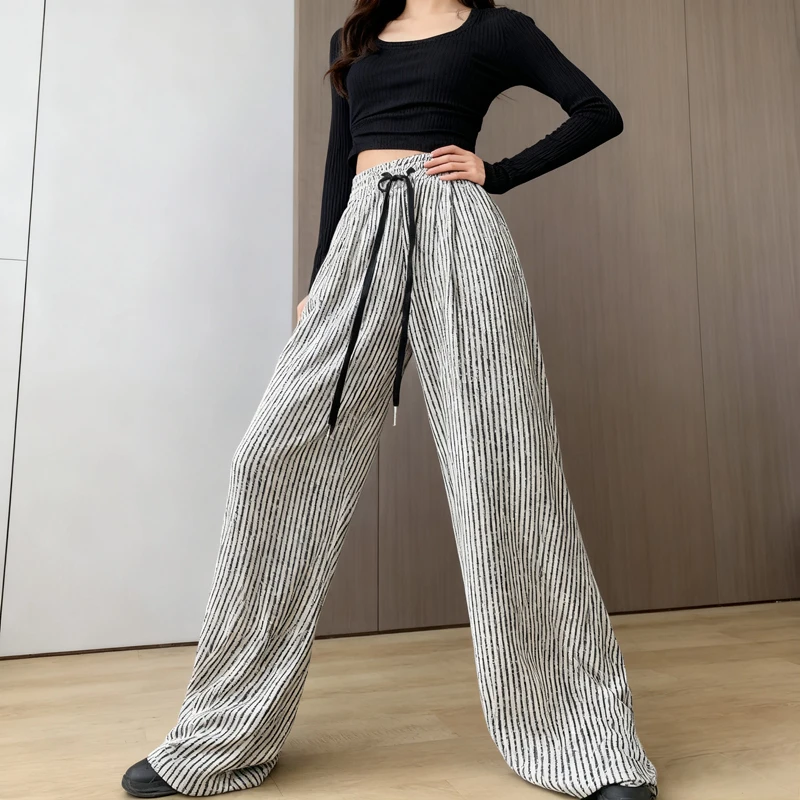 

Брюки женские, весенние, соляные, бамбуковые, хлопковые, с широкими штанинами, с легкой подкладкой, уличная одежда, разноцветные, дышащие, рождественские