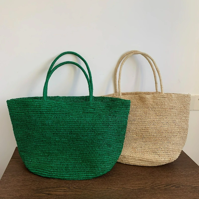 

Fashionable Natural Rafia Grass Hand-woven Bag, Large Capacity, Lightweight, Versatile, Suitable for Daily Use, Women's Handbag
