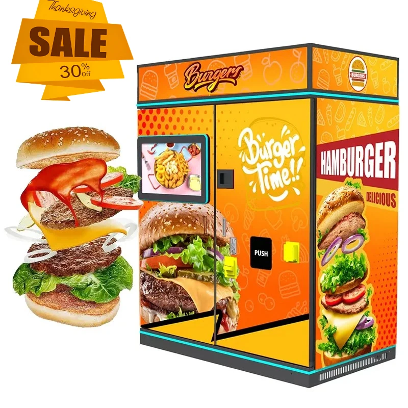 Automatic Instant Hamburger Cooking Vending Machine Commercial Food Vendor With Custom Logo Customizable Appearance