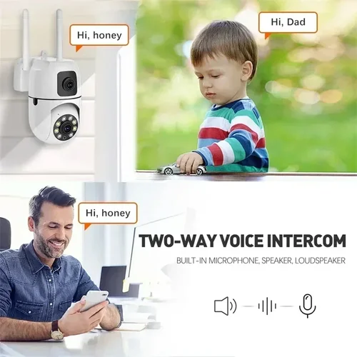 Imagen 2 del producto Cámara de Vigilancia WIFI de 8MP, Doble Lente, Doble Pantalla, Cámaras IP PTZ Inalámbricas, Seguimiento Automático, Visión Nocturna en Color, Zoom 8X, Cámara CCTV de 5MP