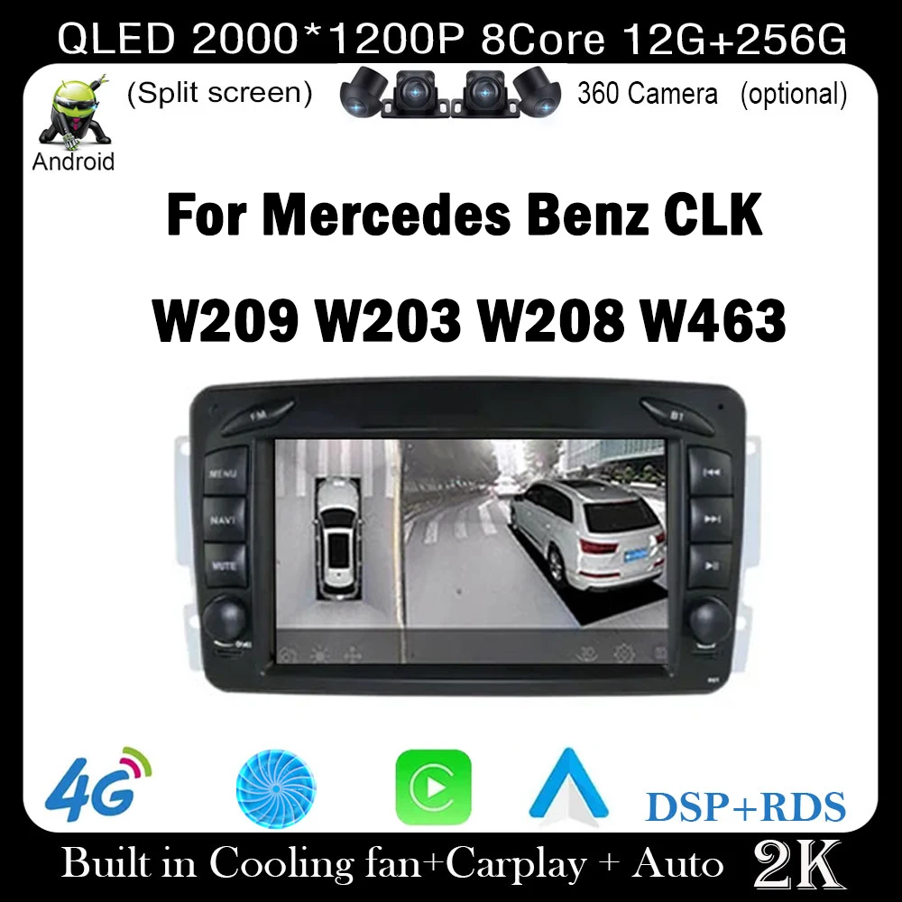 7 lnch Android 14 For Mercedes Benz CLK W209 W203 W208 W463 Car Stereo GPS Multimedia Carplay Autoradio IPS Screen