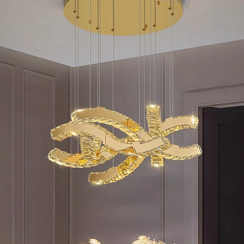 Lampadario di cristallo moderno per la decorazione della casa, lampada a sospensione per scale, lampade a sospensione per soggiorno, illuminazione