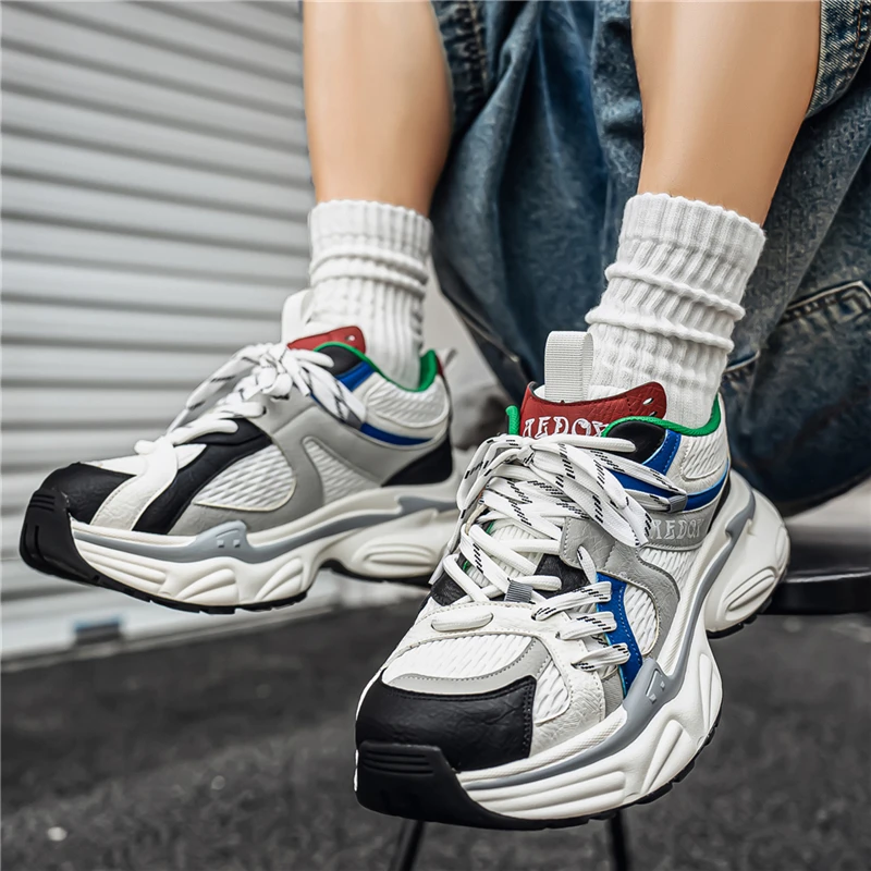 Lightweight Breathable PU Men Running Shoes Non-Slip Cushioning Jogging Sneakers for Marathon Training Outdoor Sports