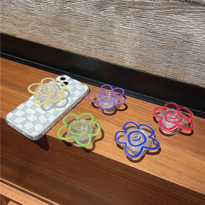 Flower Smiley Phone Holder Grip Hand Finger Stand for IPhone 14 13Pro Samsung S22 S23 Ultra Support Telephone Griptok Bracket