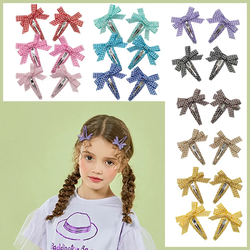 2 قطعة دبوس الشعر المكسور منقوشة الفتيات أغطية الرأس لطيف الحلو القوس دبوس الشعر لا تؤذي الشعر الجانب أدوات تصفيف الشعر اكسسوارات #1