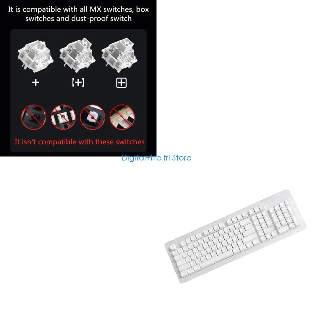 E06D 104 White Keycap Set XDA Height No Lettering PBT Keycaps For Mechanical Keyboards Long Time Use