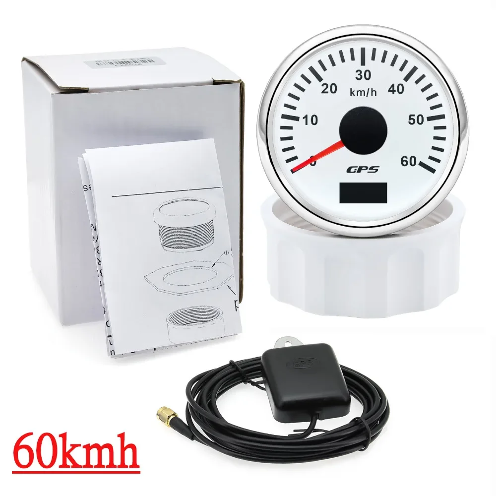 30/60/80/120/200 km/h 52 mm digitales GPS-Tachometer mit Antenne, Boot, Auto, Geschwindigkeitsmesser, 7-Farben-Hintergrundbeleuchtung, 12 V, 24 V