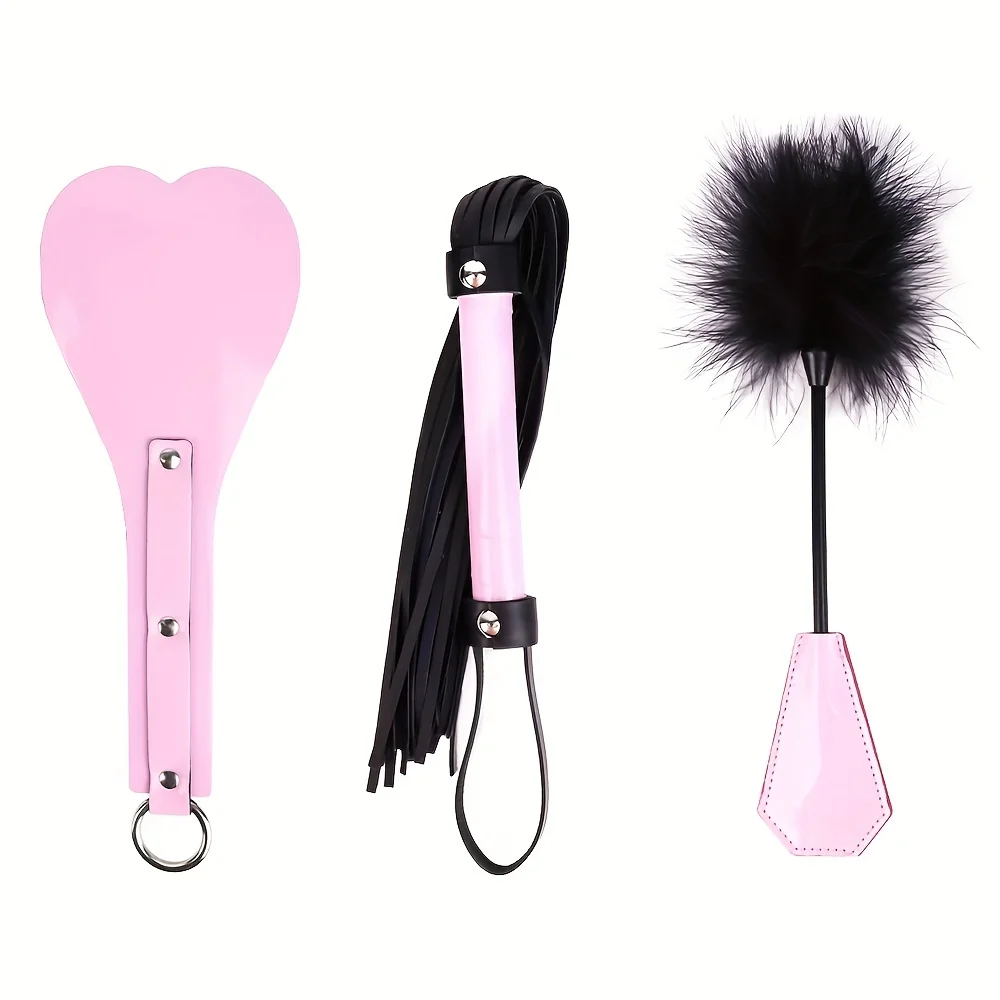 Leather Bondage Restraint Kit Slave Paddles Horse Crop Whip in Bed Festish Feather Tickler Alternative Sex Toys For Couples