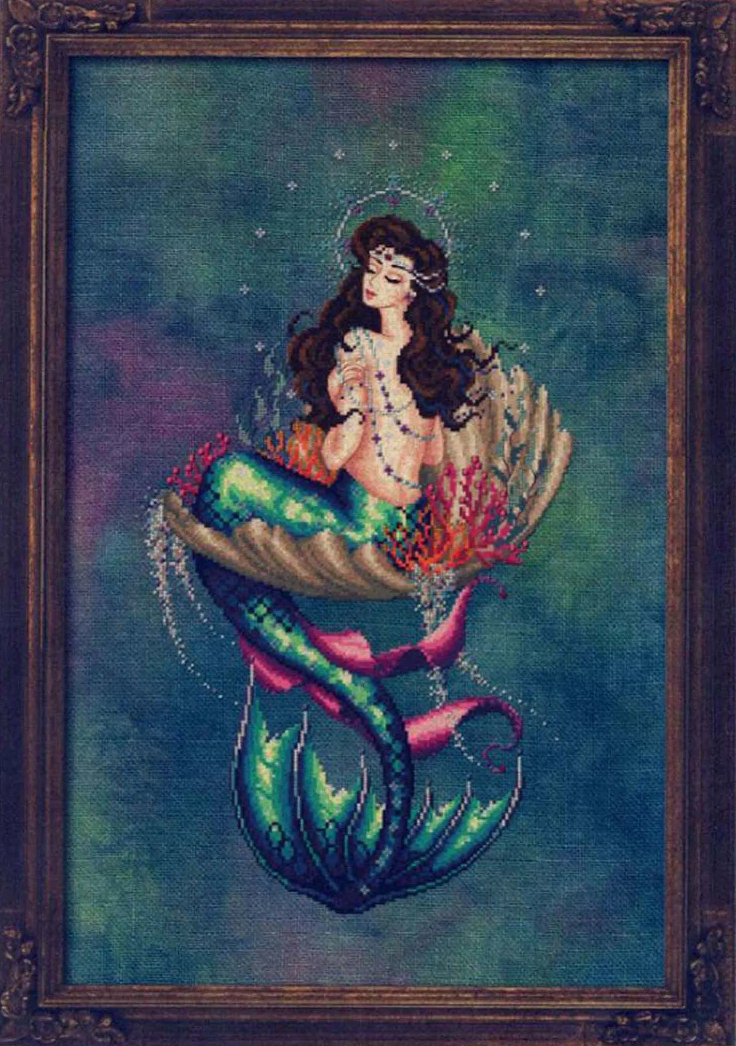 

DIY Embroidery Cross Stitch Kits, Craft Needlework Set, Unprinted Canvas, Cotton Thread, Modern Girl, Md BF 040, Sea Mermaid