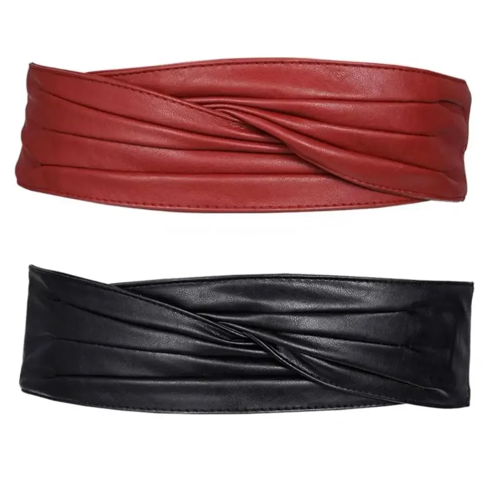 Sweet Elastic Wide Waist Belt Elegant PU Leather Women Waistband Soft Adjustable Dress Decoration Belts Party Decoration