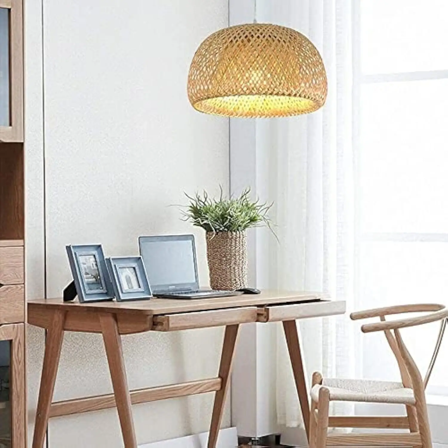 

14in Battery Operated Globe Pendant Light, Modern Style Ceiling Hanging Pendant Light with Remote Control, Dimmable Hanging Lamp
