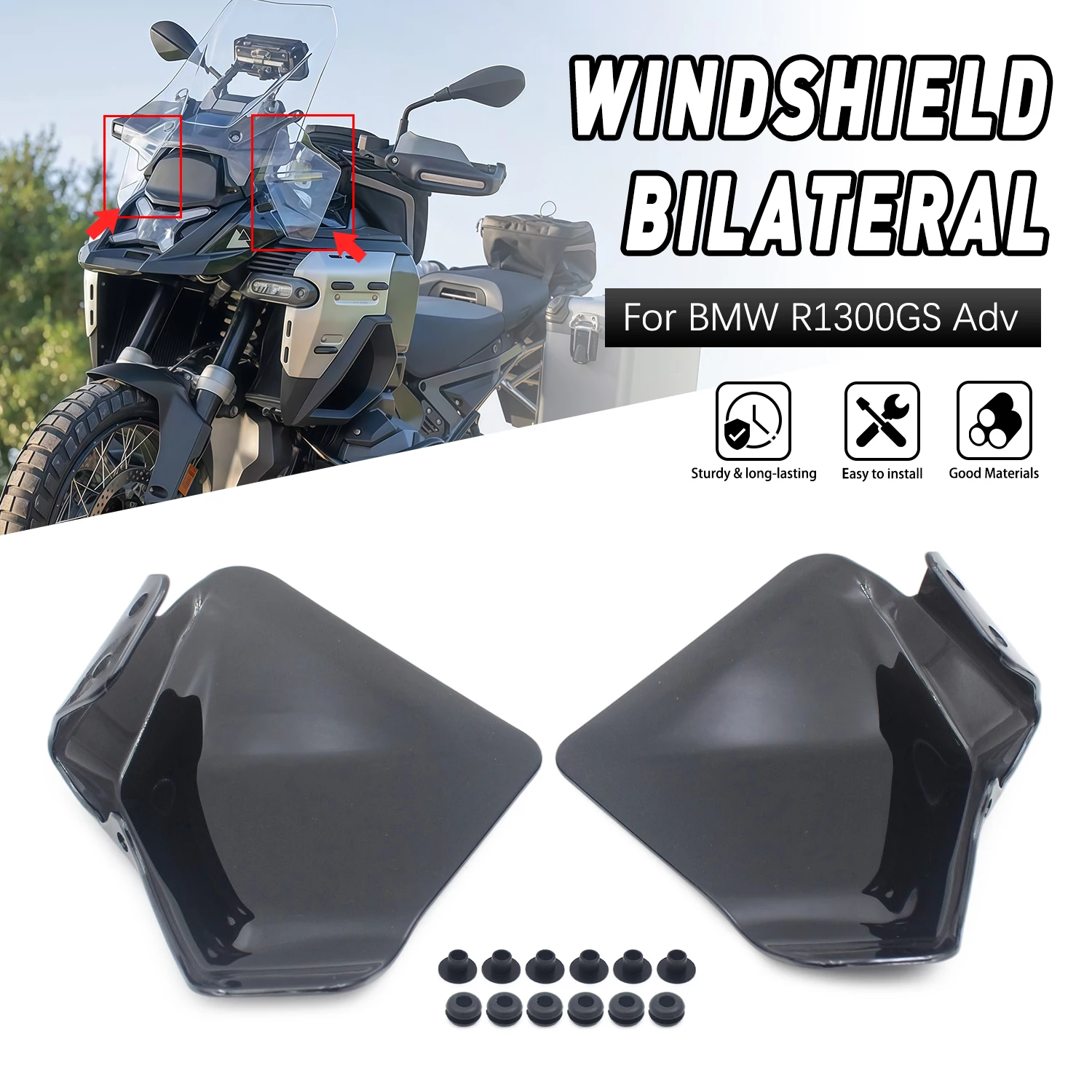 Windshield Bilateral Air Deflectors Headlight Protective Cover Motorcycle Part For BMW R1300GS R130GS ADV 2024 2025 2026