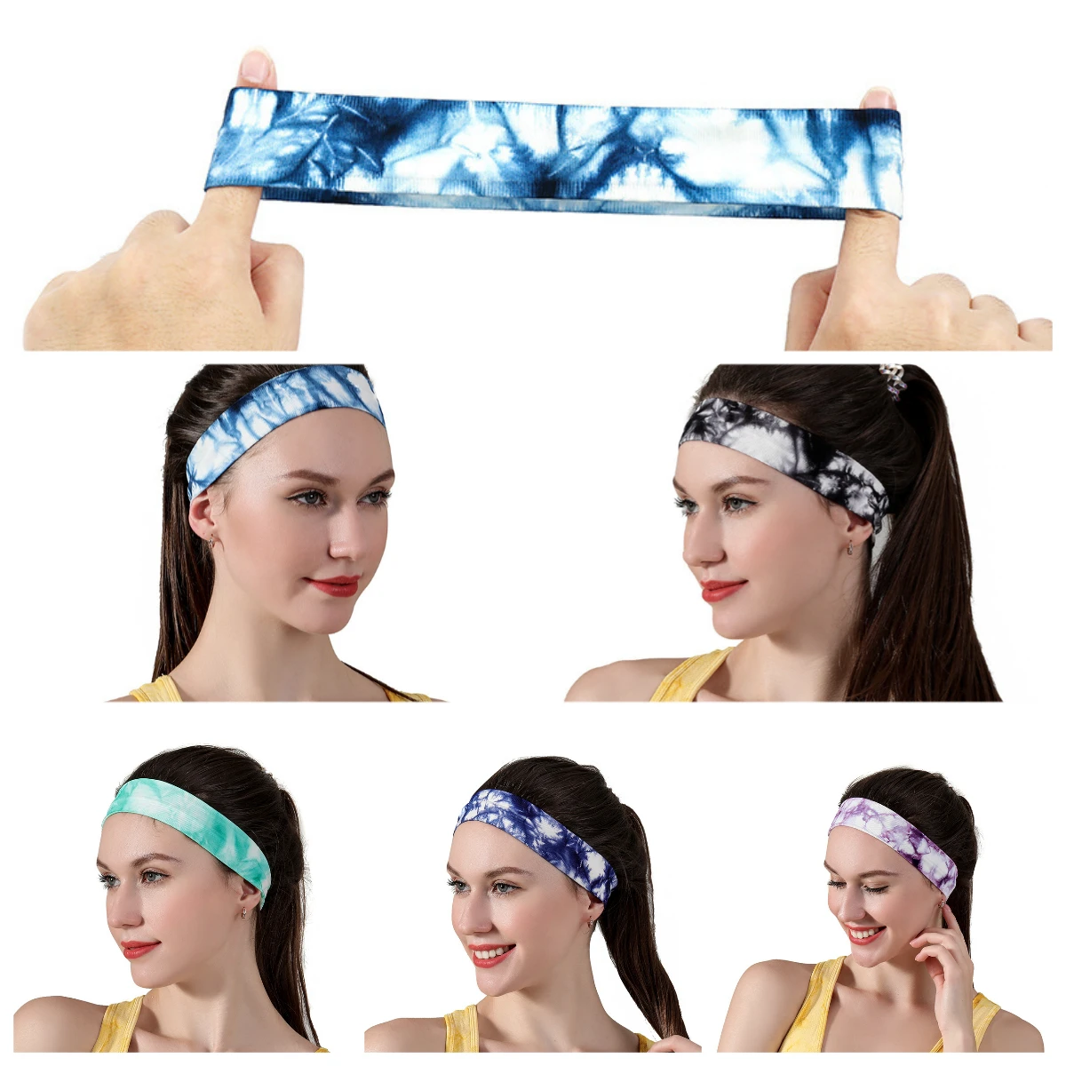 

Upgraded Non-Slip Headband for Yoga Running Unisex Tie-Dye Nylon Sport Sweatband Seamless Stretchy Hairband for Gym Fitness