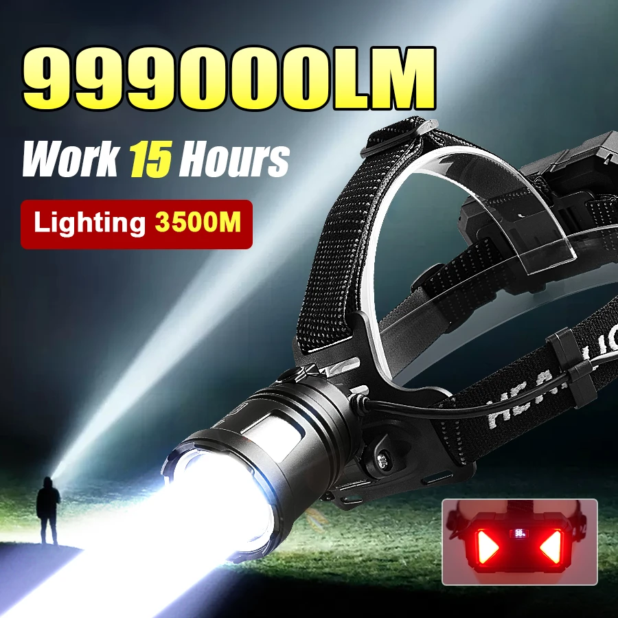 High Power Led Headlamp Rechargeable USB Headlamp Flashlight 18650 Strong Light Long Range Head Light Camping Fishing Head Torch