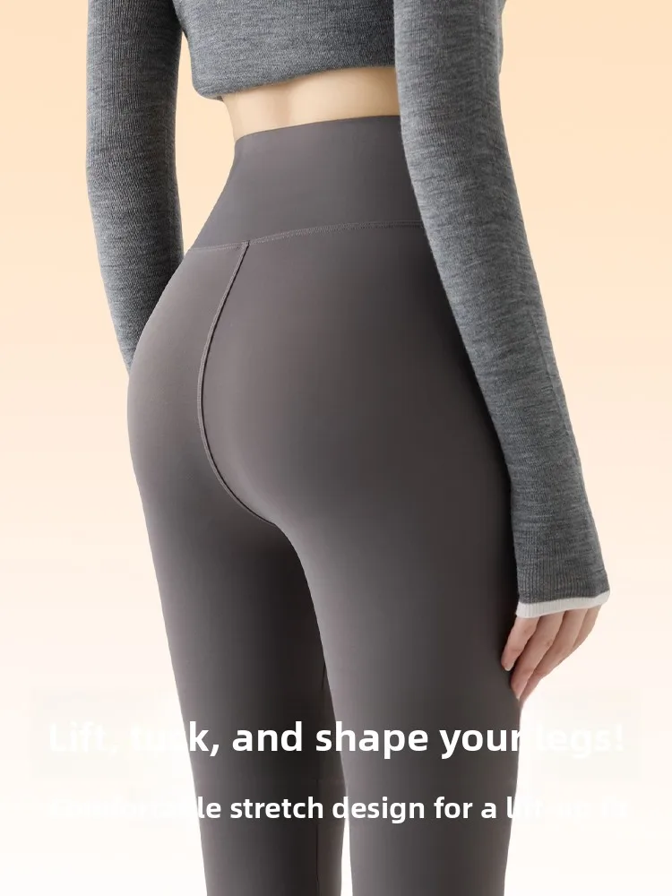 Pantalones de yoga adelgazantes Pantalones de piel de arca con forro de Fce de invierno para mujer Pantalones largos de cintura alta Fitn Nylon elástico alto y Sp...