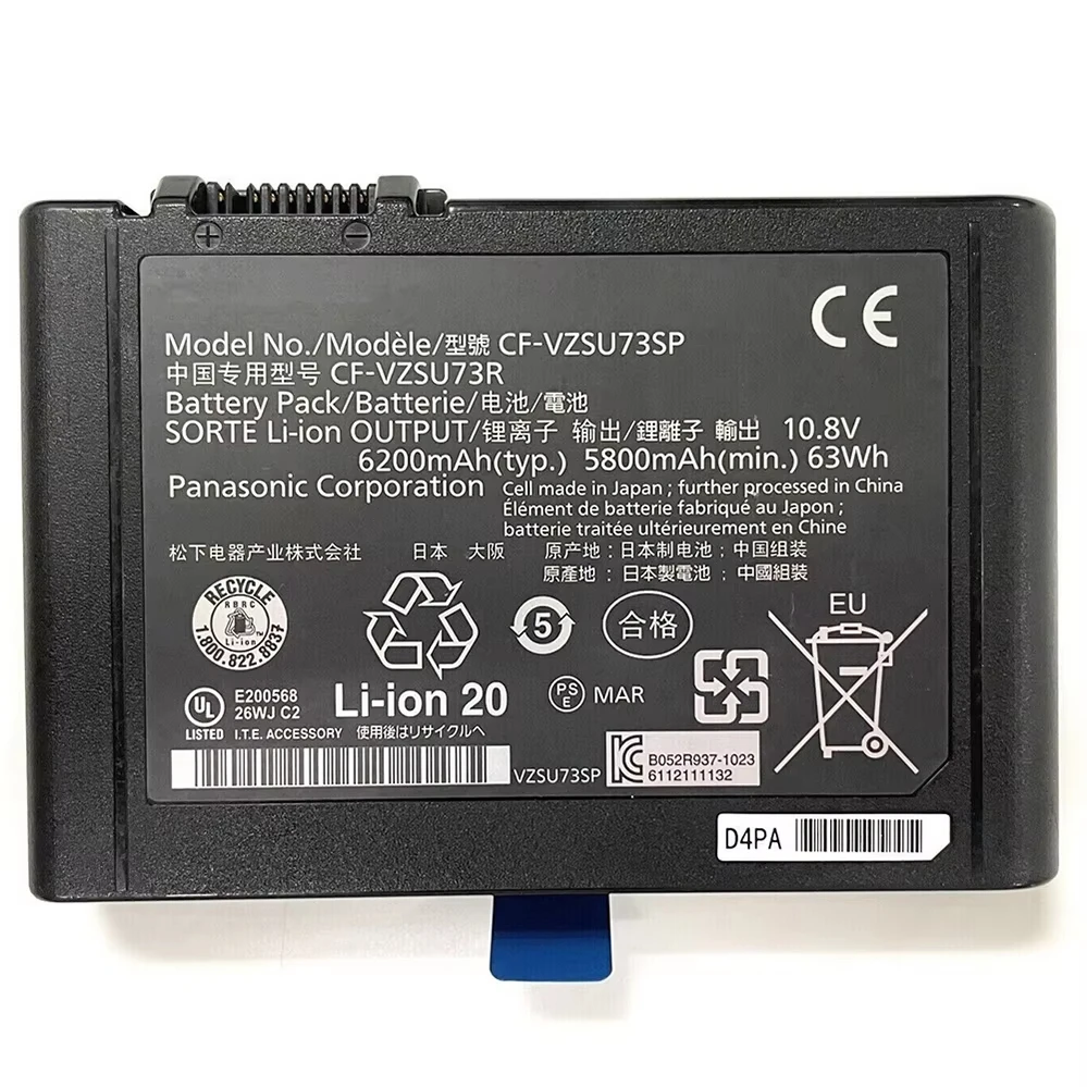 CF-VZSU73U Laptop Battery for Panasonic Toughbook CF-D1 MK1 MK2 CF-D1GVDBYCA CF-D1GW950EZ etc 10.8V 63Wh