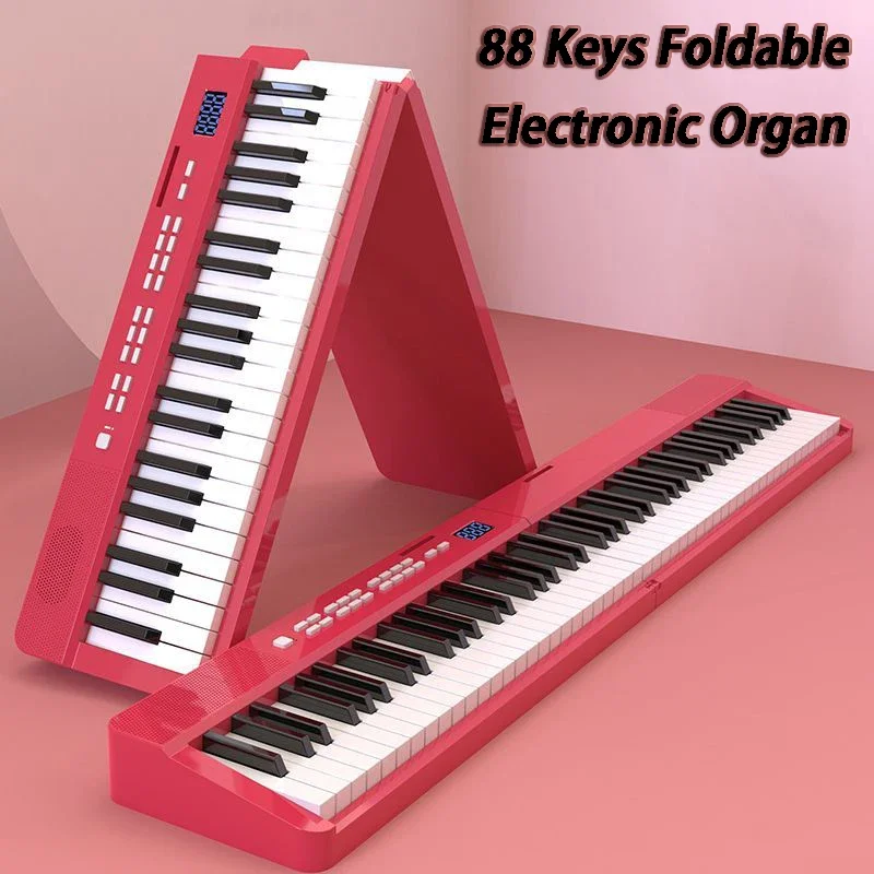 88 Key Foldable Electronic Organ Portable Adults Beginners Keyboard Instruments Step By Step Heavy Hammer Electric Organ