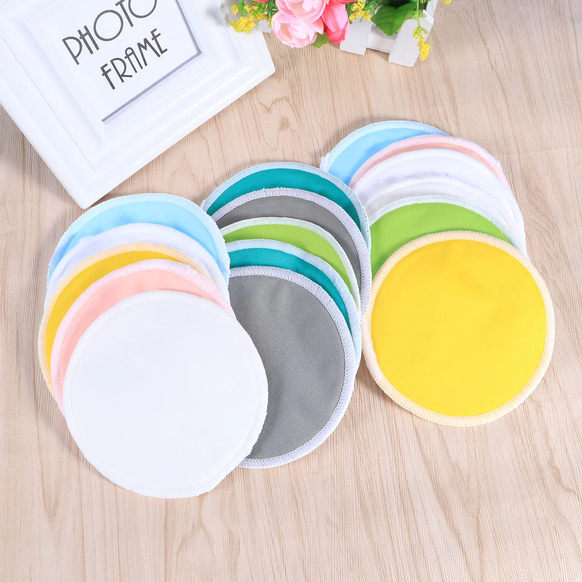 

16pcs Reusable Bamboo Fabric Nursing Pads Leakproof Washable Feeding Pads Ultra Absorbent Inserts