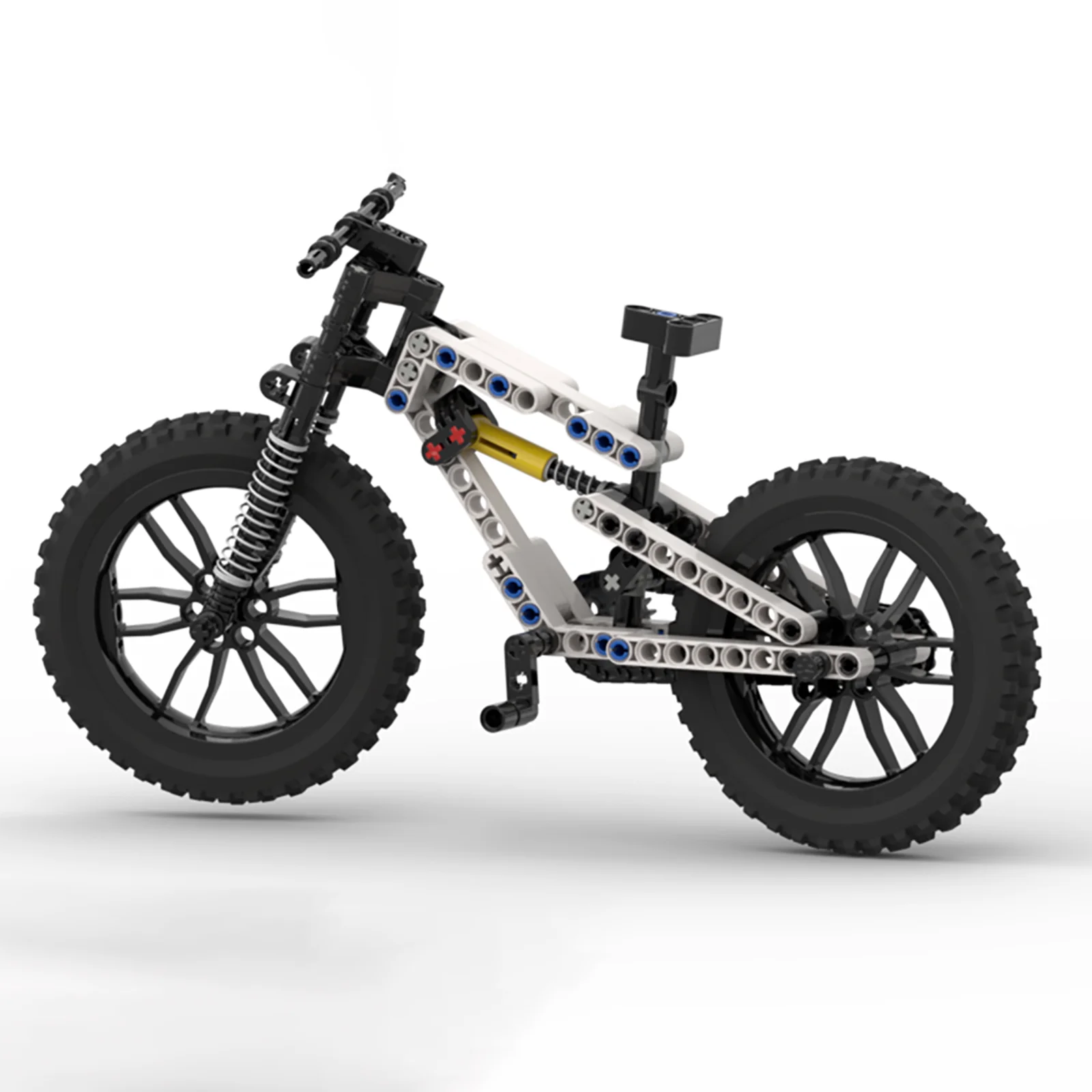Model roweru górskiego off-road, rower downhill, przedni podwójny amortyzator, łącznik łańcucha, model symulacyjny z klocków MOC, zabawka, prezent dla dziecka