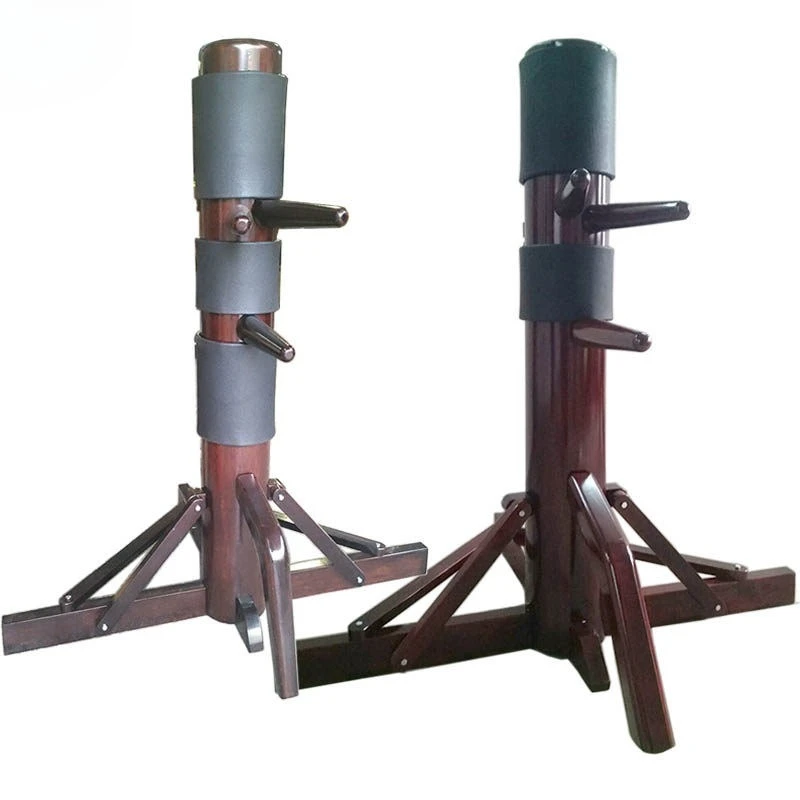 Triangle wooden frame floor-to-ceiling Wing Chun wooden man pile, Ip Wen traditional tripod pile movable solid wood pile