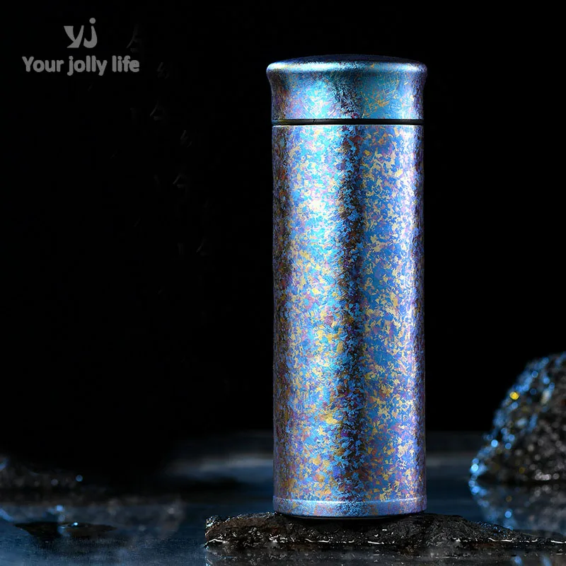 400ml Pure Titanium Thermos Cup With Tea Leakage Net,Antibacterial Fresh-keeping Health Vacuum Flasks,Business Gift Water Bottle