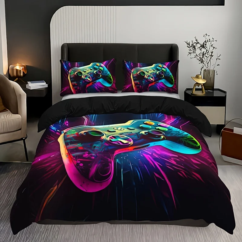 

Fashion Cartoon Gamepad Duvet Cover Set Soft And Comfortable HD Printing Bedding Set For Home Dormitory