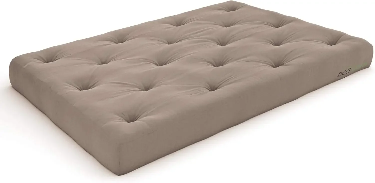 6-Inch Comfort Full Futon Mattress, Microfiber Khaki - Made in USA