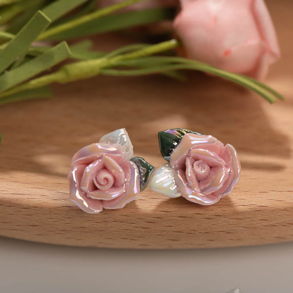 Exquisite Ceramic Flower Earrings with Vibrant Colors and Durable Finish Lightweight Accessory Z805