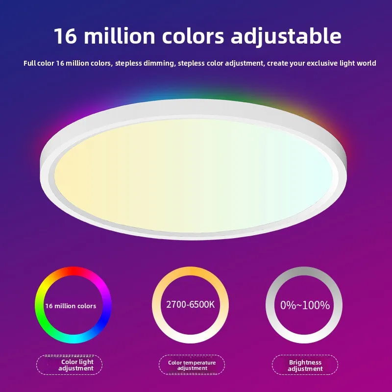 Tuya WiFi Bluetooth RGB Smart LED Ceiling Light 2.4G Remote Dimmable 2700-6500K Alexa Google 85-265V Bedroom Lamp
