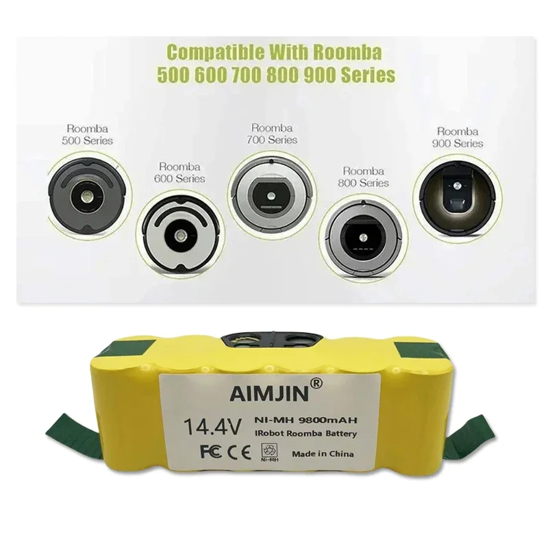 

14.4V 9800mAh Ni-MH Rechargeable Vacuum Cleaner Battery Compatible with iRobot Roomba 500 Series 600 Series 700 Series 800 Serie