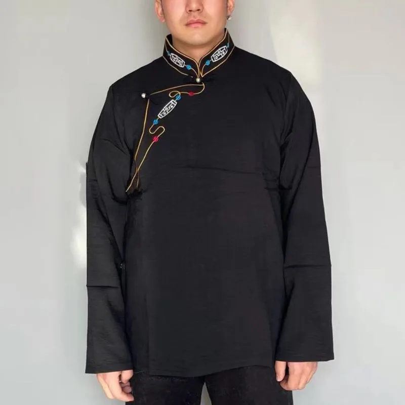 

Men's New Tibet Beads Embroidered Cardigan Tibetan Clothing Costumes Top Shirt Coat