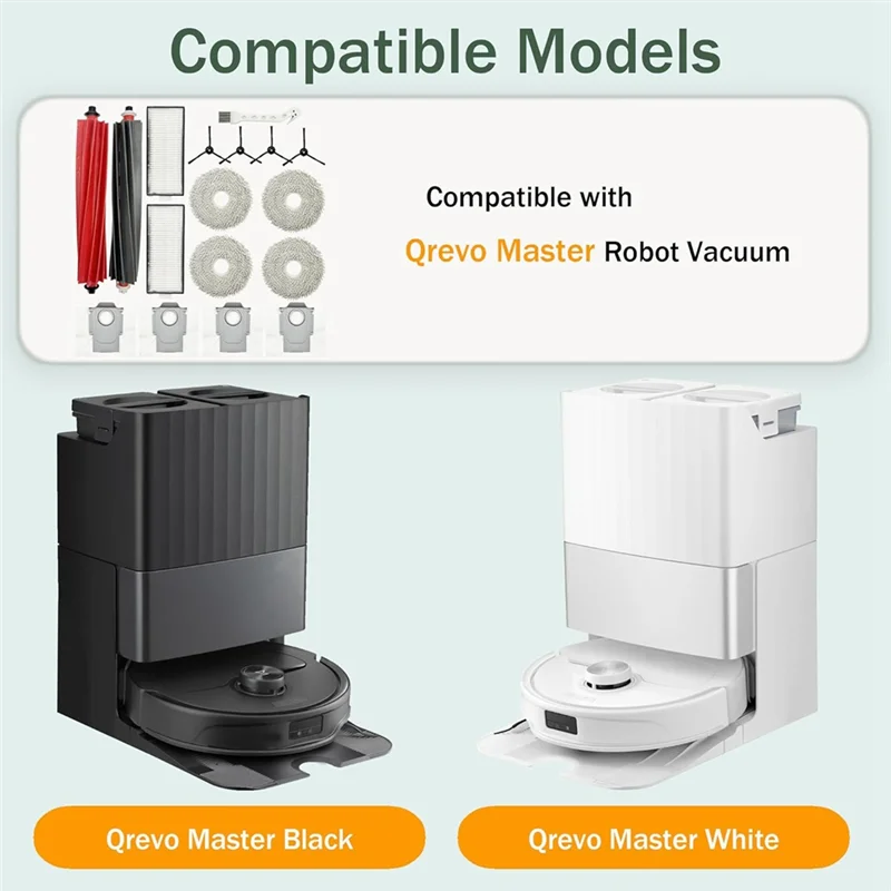 A05G-para Roborock Qrevo Master Robot aspirador Cepillo Lateral principal filtros Hepa almohadillas de fregona bolsas de polvo Kit de accesorios