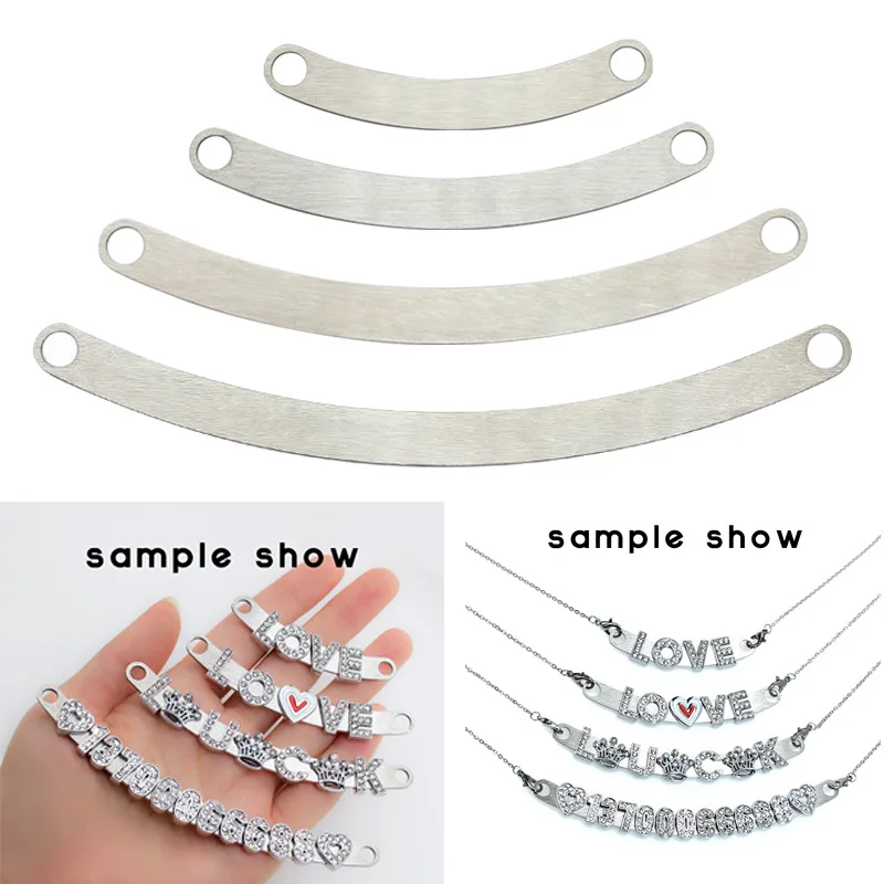 1PC Stainless Steel Curved Bar Necklace Bar Band Fit For 8mm Slide Letter Charms Chain Jewelry Making DIY Accessories Gift