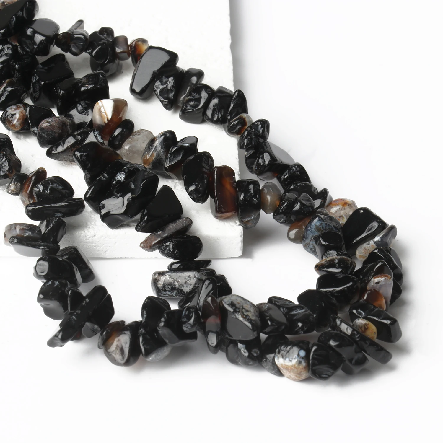 Black Onyx Natural Stone Round Faceted Irregular Agates for Jewelry Making Smooth Rondelle Beads DIY Charms Bracelets Necklace