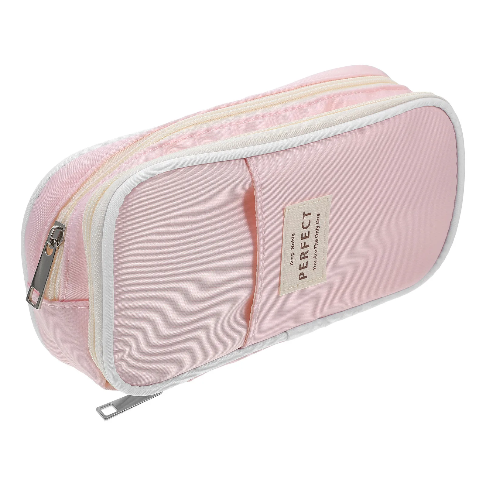 

Large Storage Pencil Case Pink Big Capacity Zippered School Desk Organizer for Teens Stationery Storage Box