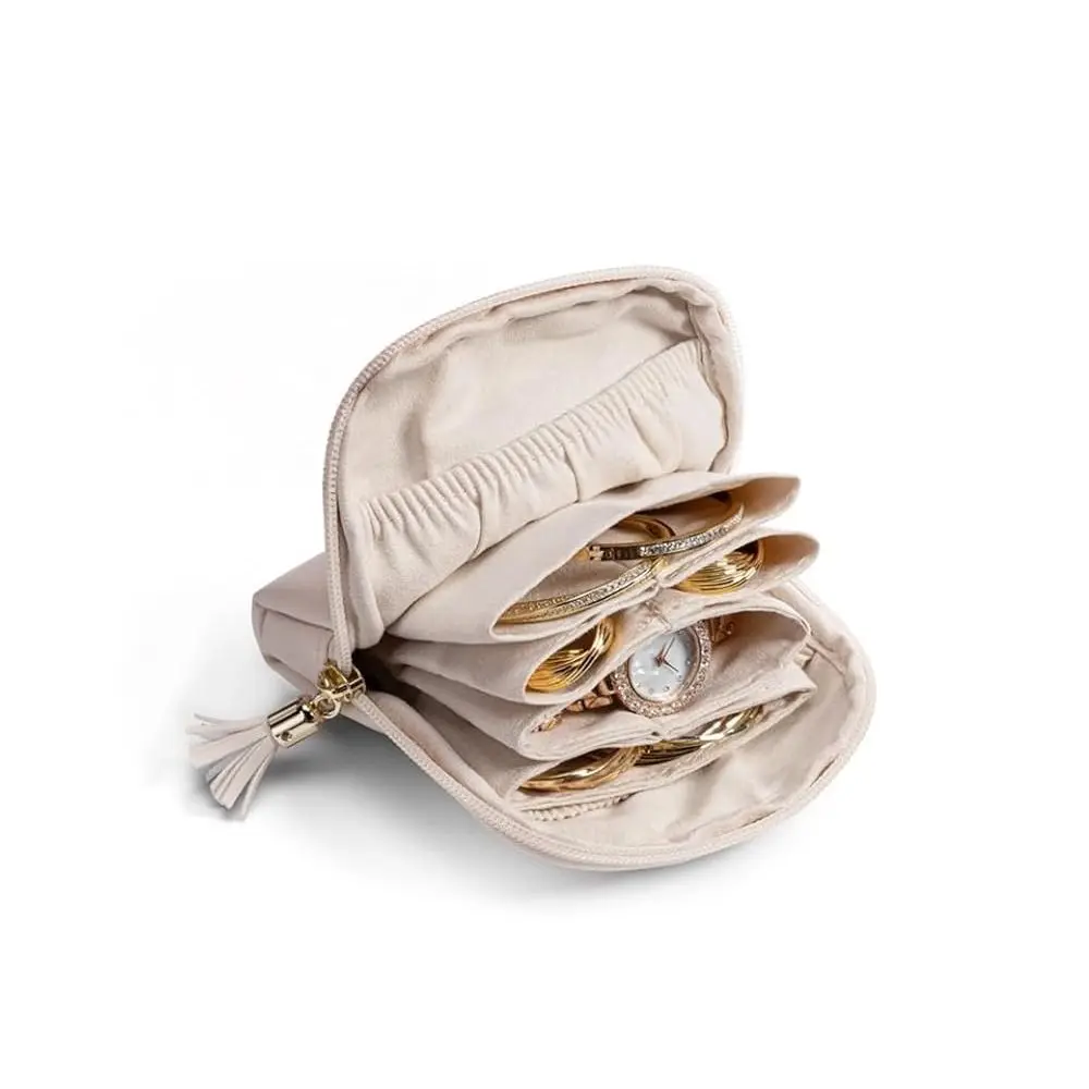 Tassel Jewelry Packing Bag Earrings Bracelet PU Leather Mini Cosmetic Bag Large Capacity Organizer Jewelry Storage Case Vacation