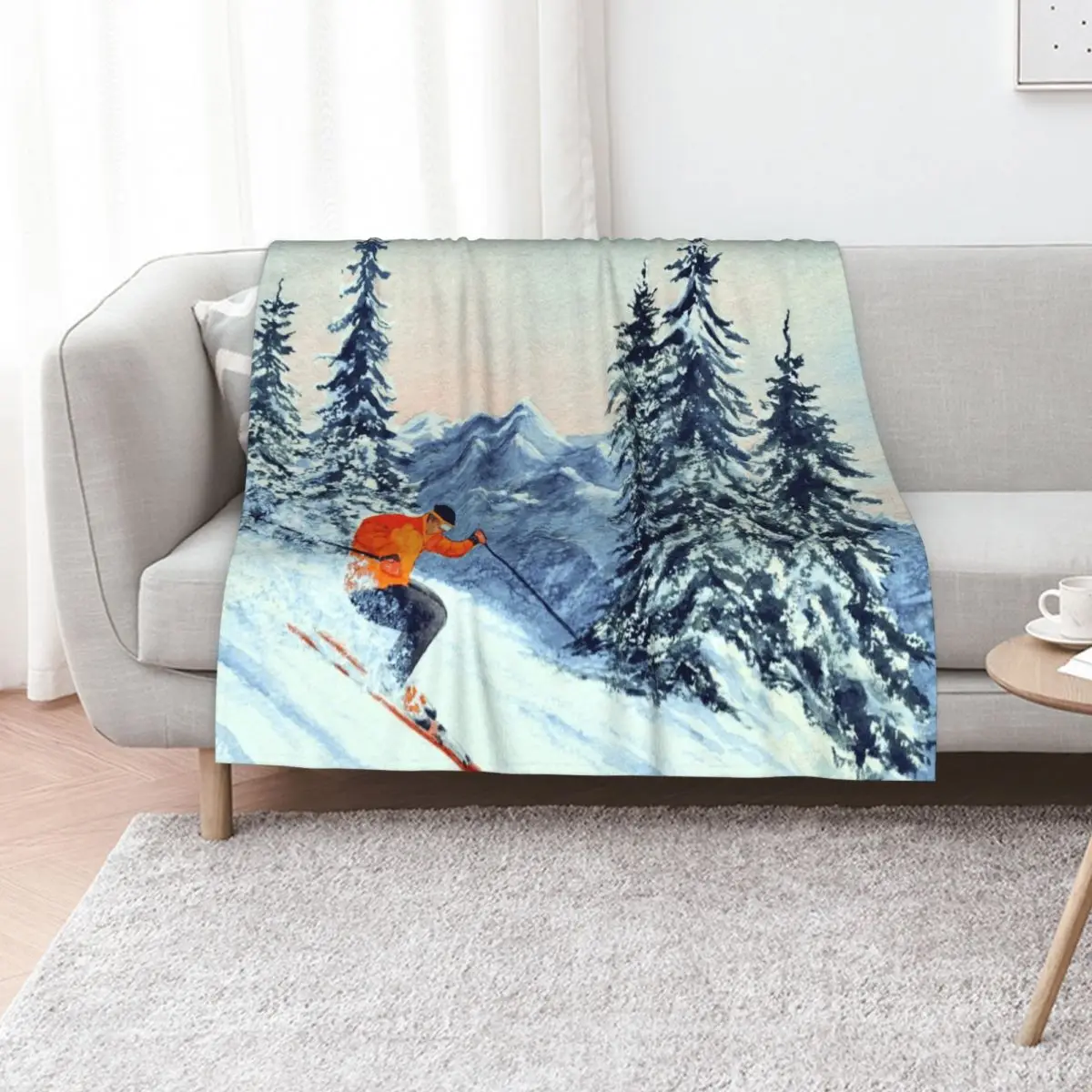Skiing - The Clear Leader Throw Blanket Quilt Vintage Picnic Bed covers Baby bed plaid Blankets
