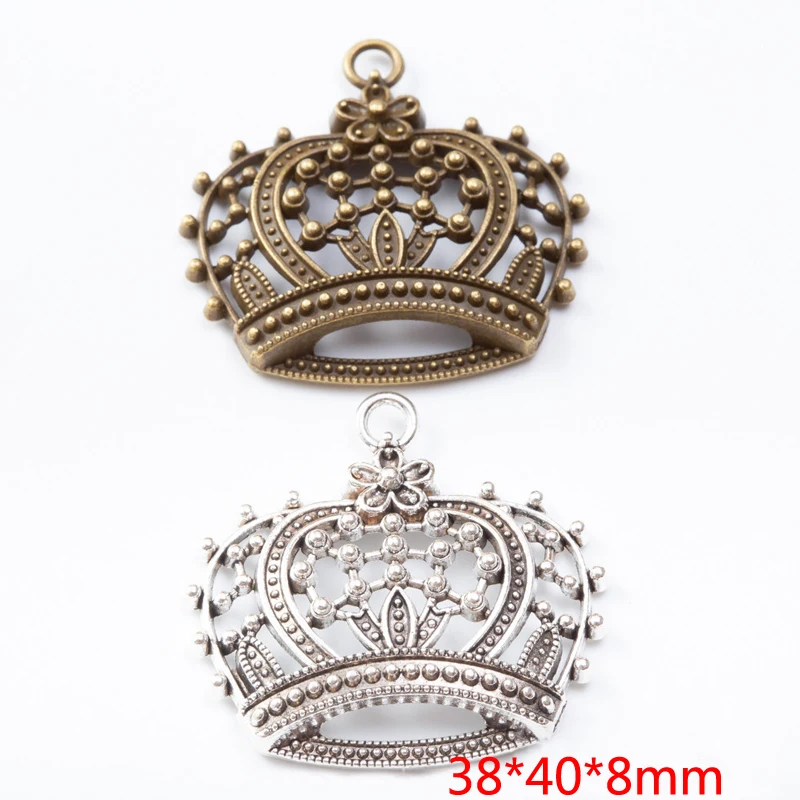 20pcs 38*40MM ZAKKA Grocery Creative Vintage Leaf Element Crown Handmade DIY, Bronze Popular Necklace Jewelry Pendant