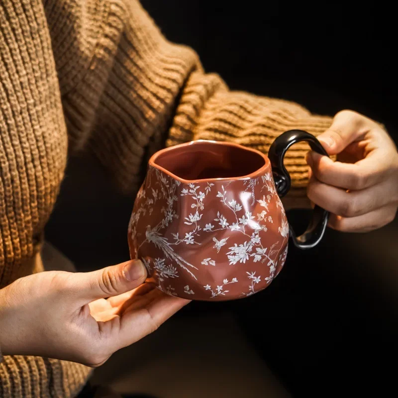 

Vintage Pastoral Sakura Pattern Ceramic Mug Coffee Cups Home Kitchen Japanese Style Floral Tea Mugs Home Drinking Utensils Gifts