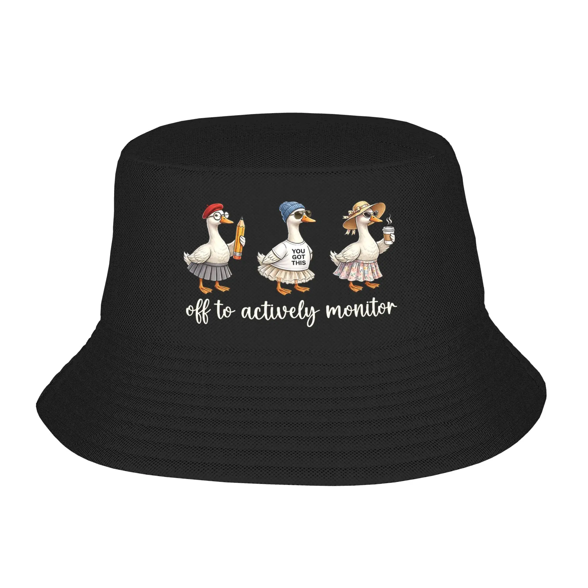 Unisex Off to Actively Monitor Teacher Testing Day Raccoon Meme Bucket Hat  Foldable Fisherman Hats Spring Classic Hat