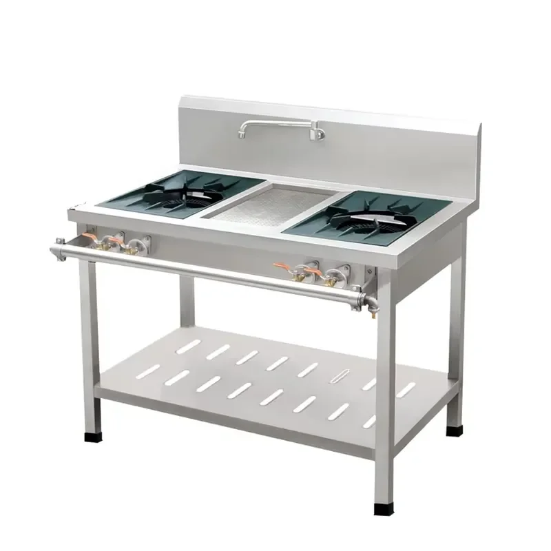 Available in stock | Assemble Asia Type 2 burner gas cooking range with off shelf FCGBR-1006B