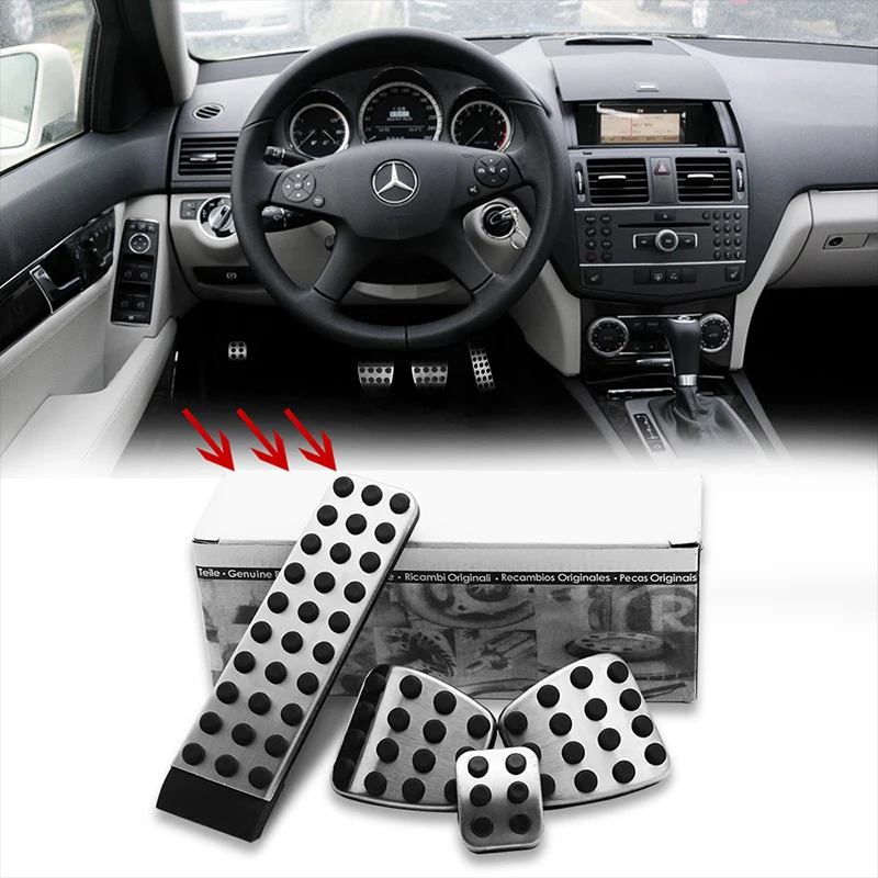 

4Pcs/set No Drill Rest / Brake Pedal Cover For Mercedes Benz AMG AT MT C E S GLK SLK CLS SL W222 R172 R231 W204 X204