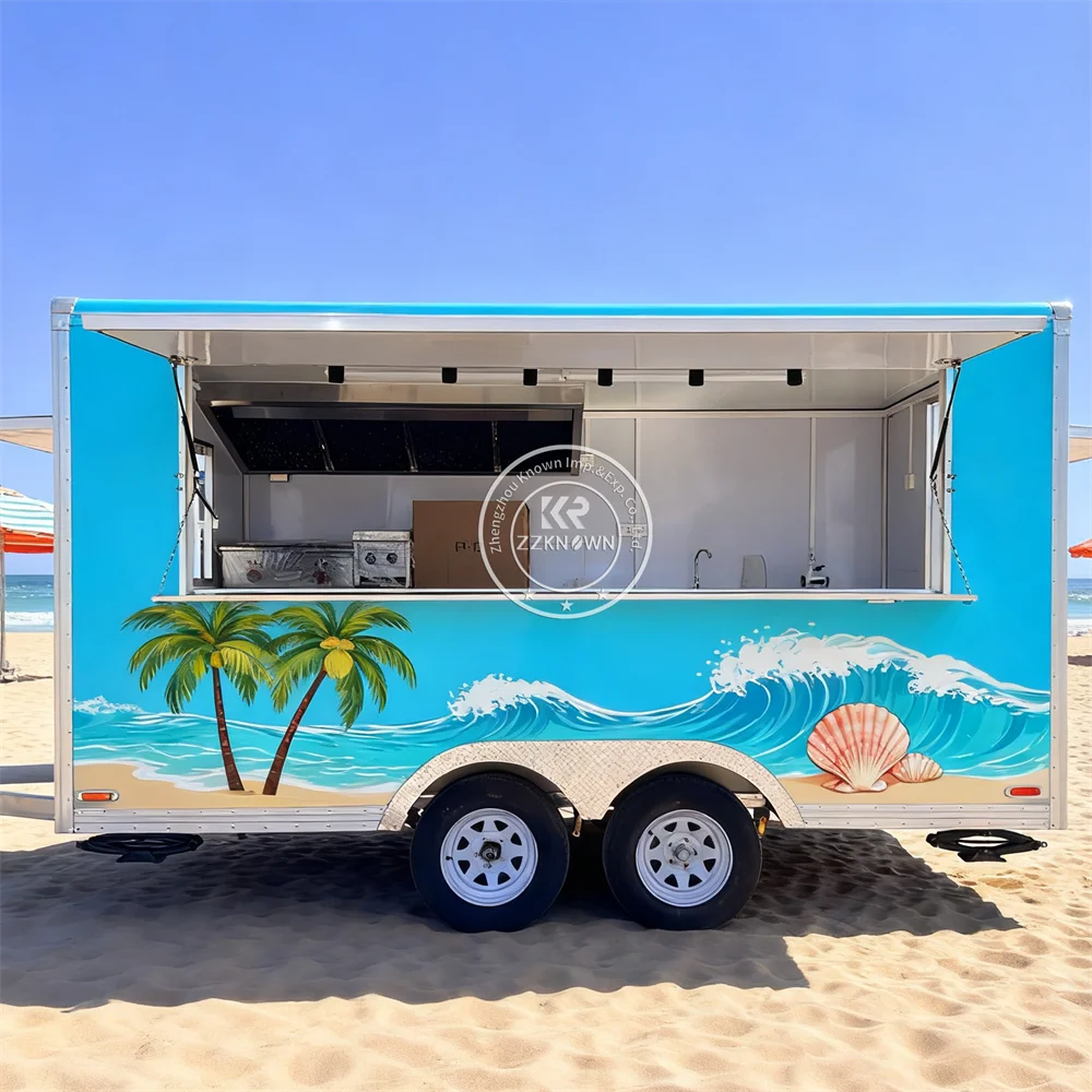 مقطورة طعام كونسيشن مجهزة بالكامل عربة آيس كريم متنقلة مقطورة تقديم الطعام في الشارع شاحنة طعام القهوة مع مطبخ كامل #1