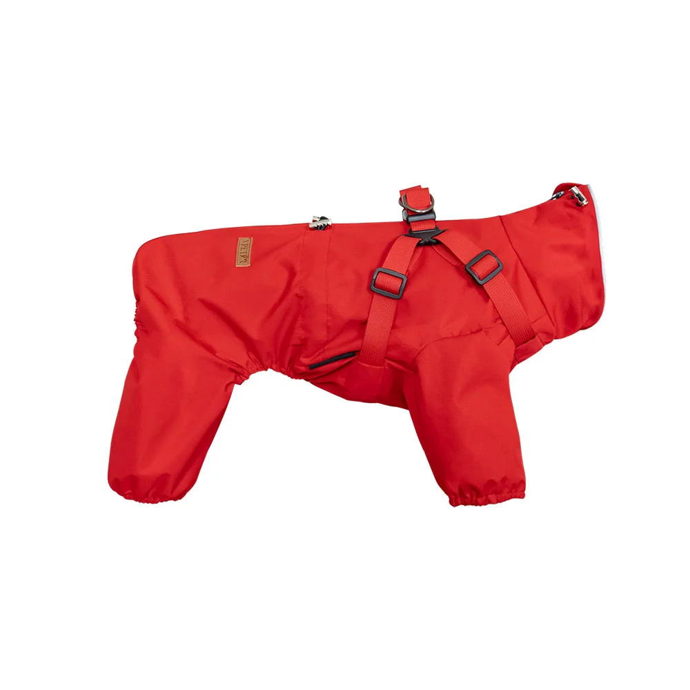 Water-repellent outdoor dog raincoat, four-legged lightweight reflective dog jacket for all sizes