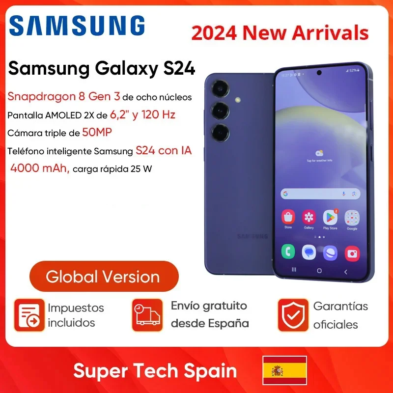 Samsung-Smartphone Galaxy S24 AI, 2024 pouces, 6.2Hz, écran AMOLED 2X, triple caméra 50MP, Android